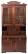 A late Victorian or Edwardian mahogany secretaire bookcase,
