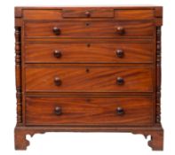 A Victorian painted pine faux mahogany chest of drawers, probably Welsh,