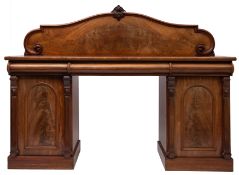 A Victorian mahogany pedestal sideboard,