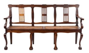 A South African hardwood and canework chair-back settee in 18th century style,