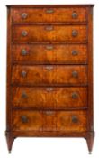 An early 19th-century French mahogany and inlaid upright chest of drawers;