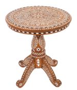 An Anglo Indian sandalwood and ivory inset occasional table,