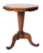 A Victorian rosewood and floral marquetry octagonal occasional table,