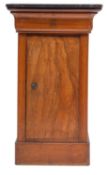 A 19th Century French walnut pedestal bedside cupboard, with a black variegated marble top,