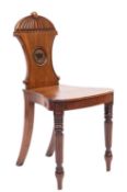 A Regency mahogany hall chair;