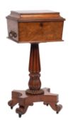 A William IV flame mahogany teapoy,