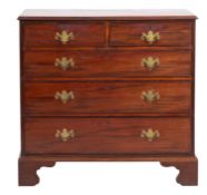 A 19th-century mahogany rectangular chest with a moulded top; with two short and three long drawers,