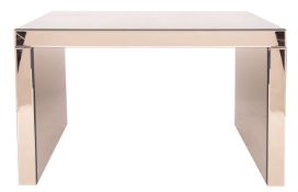 A mirrored glass covered dressing table, modern; 74cm high, 120cm wide,