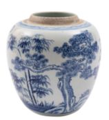 A Chinese blue and white 'Three Friends of Winter' jar painted with a pine tree,
