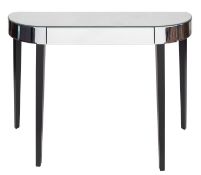 A mirrored glass covered demi-lune side table,