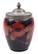 A William Moorcroft pottery biscuit barrel,