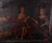 Circle of Robert Byng (British, 1666-1720), Two children in an arcadian landscape,