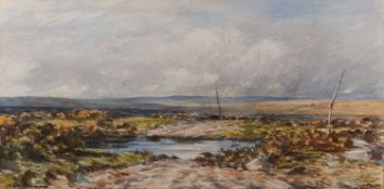 David S. Neave (British, Exh: 1903-1936) Dartmoor Scene Watercolour 21.5 x 42.