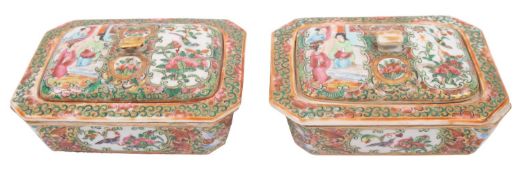 A pair of Chinese Canton famille rose soap dishes,