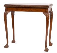 A burr walnut card table in George II taste,