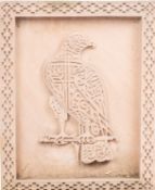 A carved Rajasthan sandstone relief of an eagle,