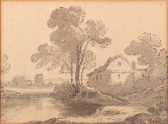 WITHDRAWN David Cox (British, 1783- 1859) Landscape with Cottage and Lake Pen,