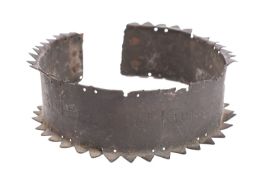 A large George III brass dog collar, perhaps for a mastiff,