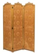 A French carved giltwood threefold screen,