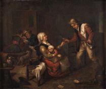 Manner of Adriaen van Ostade (Dutch, 1610-1685) A tavern scene with rustic figures, Oil on canvas,