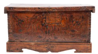 A Venetian style Cedarwood cassone, late 16th century and later; of small size,