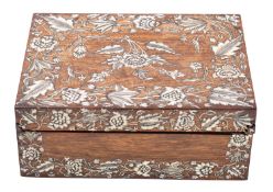 An Anglo Indian ivory inlaid rosewood box,