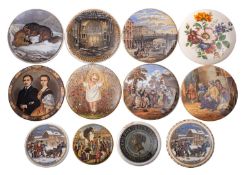 A group of twelve Pratt Ware pottery pot lids,