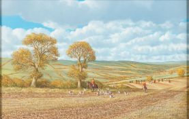 Nicholas Mace (British, b.1947) The Hunt Oil on board 19 x 29.
