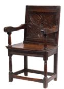 A 17th Century oak Wainscot chair,
