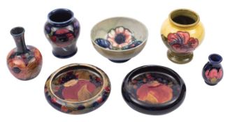 A mixed group of William, Walter and John Moorcroft pottery,