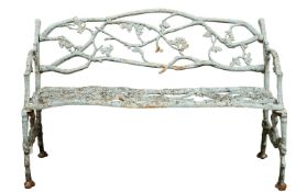 A Victorian cast iron Oak Tree pattern garden seat, probably Coalbrookdale,