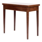 A George III mahogany and inlaid rectangular tea table, circa 1770; bordered with boxwood lines,