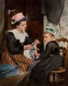 Alexis Vollon (French, 1865 - 1945) Dressing the Doll Oil on canvas 54.