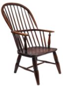 An ash, elm and oak Windsor elbow chair,