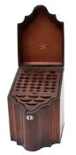 A George III mahogany and sycamore strung knife box,