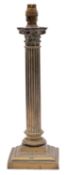 A brass columnar table lamp,