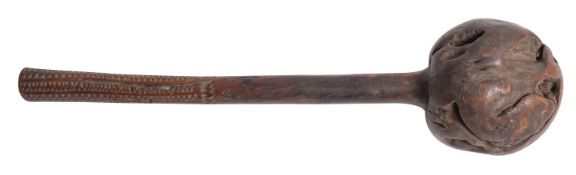 A Fijian rootwood Ula throwing club,