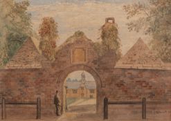 WITHDRAWN Edward Ashworth (British,1814 - 1896) Old Blundell's School Watercolour 25 x 35.