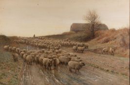 WITHDRAWN John Pedder (British, 1850-1929) Returning from The Downs Watercolour 50 x 74 cm.