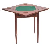 An Edwardian mahogany and inlaid envelope card table, bordered with boxwood lines,