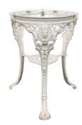 An Edwardian painted cast iron garden table base,