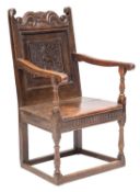 A Charles I oak Wainscot chair,