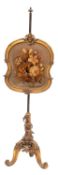 A Victorian carved giltwood polescreen,