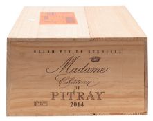 Twelve bottles of Chateau de Pitray Madame, 2014, Grand Vin de Bordeaux, owc.