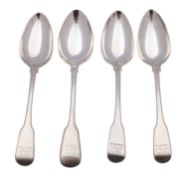 Three George III silver tablespoons, William Eley I & William Fearn, London 1818, Fiddle pattern,