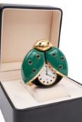 Chopard by de Grisogono ladybird travel clock the green and black enamel case in the form of a