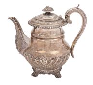 A George IV silver teapot, Rebecca Emes & Edward Barnard, London 1826, of vase shape,