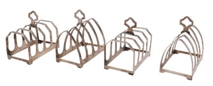 A pair of George VI silver five bar toast racks, Viner's Ltd, Sheffield 1935,