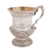 A William IV Irish silver mug, possibly James Le Bas maker's mark over struck with sovereign's head,