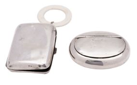 A Victorian silver tobacco box, A.J.Zimmerman & Co, Birmingham, 1897, of oval form. 8.